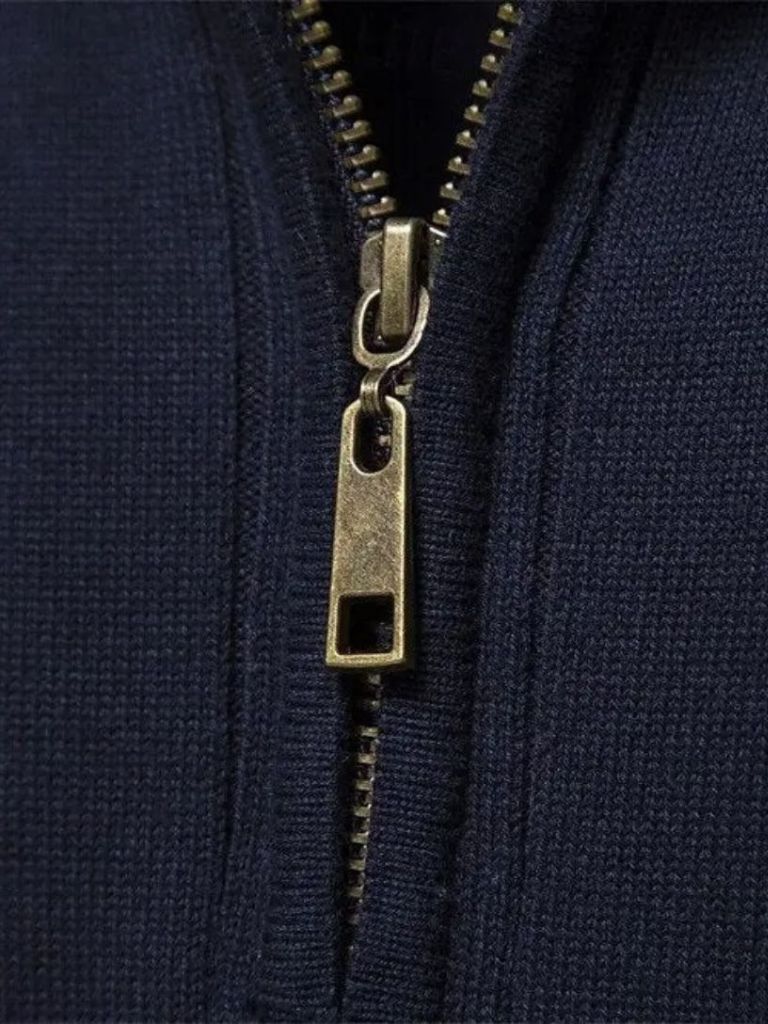 Cotton Knit Vertical Stripes Quarter-Zip Sweater - Vailor & Veil