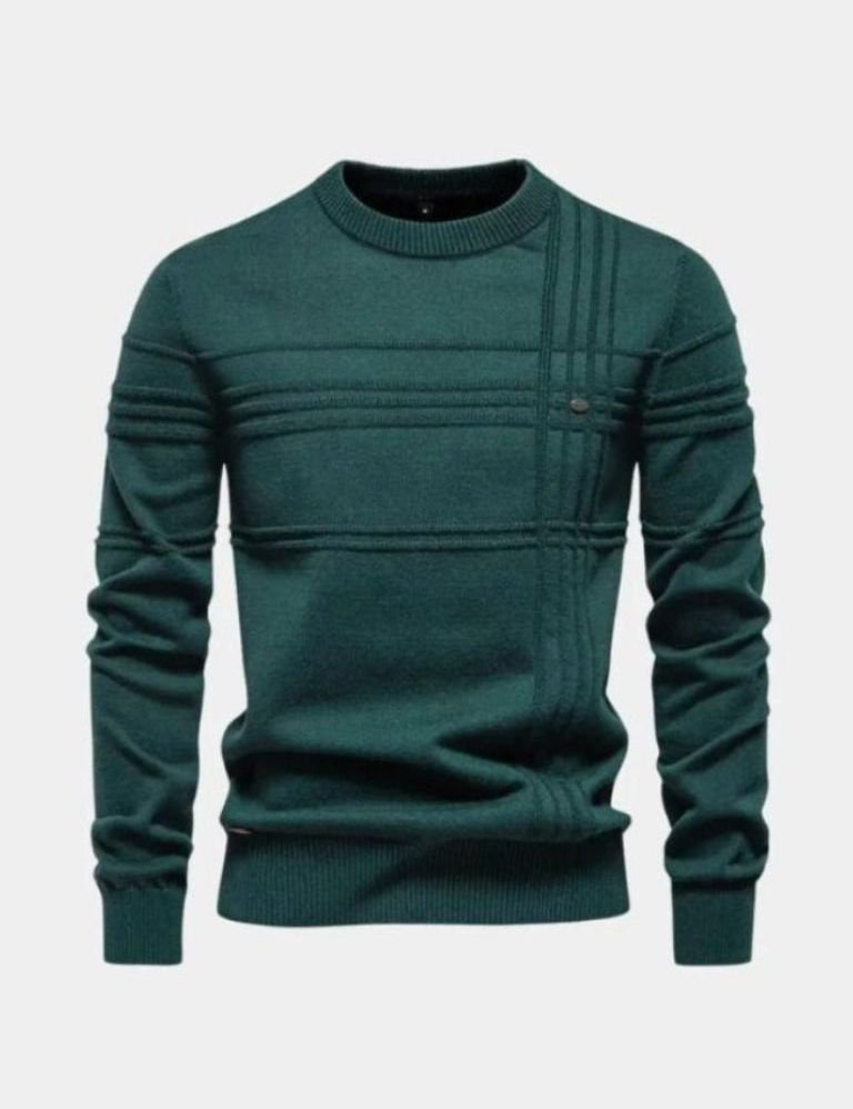 Cotton Knitted Stripped Crew Neck Pullover Sweater - Vailor & Veil