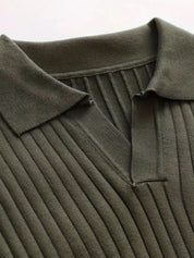 Elegant Open Collar Long Sleeve Polo - Vailor & Veil