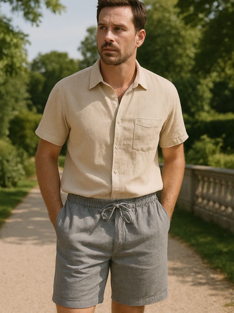 Gris Mariner Linen Shorts - Vailor & Veil