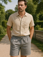 Gris Mariner Linen Shorts - Vailor & Veil