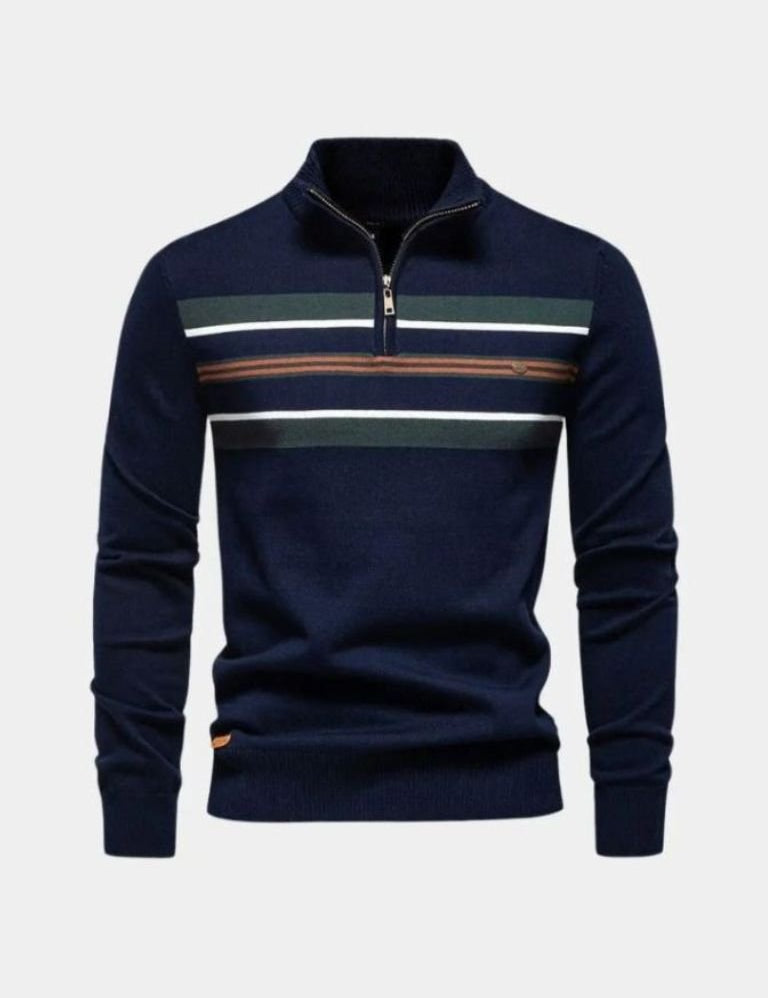 Knit Striped Quarter-Zip Jumper Sweater - Vailor & Veil