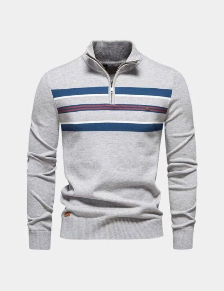 Knit Striped Quarter-Zip Jumper Sweater - Vailor & Veil