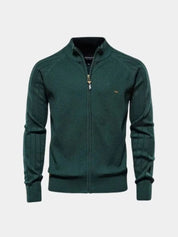 Knit Zipper Jacquard Solid Color Cardigan Sweater - Vailor & Veil