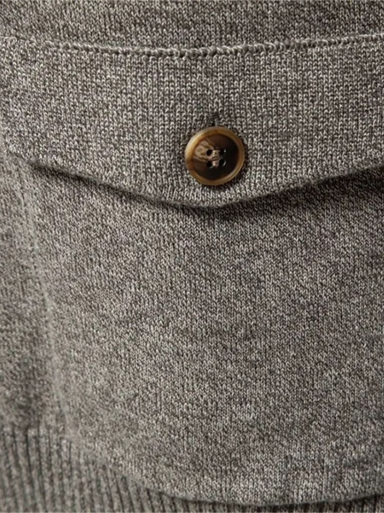 Knitted Stand Collar Cotton Cardigan - Vailor & Veil