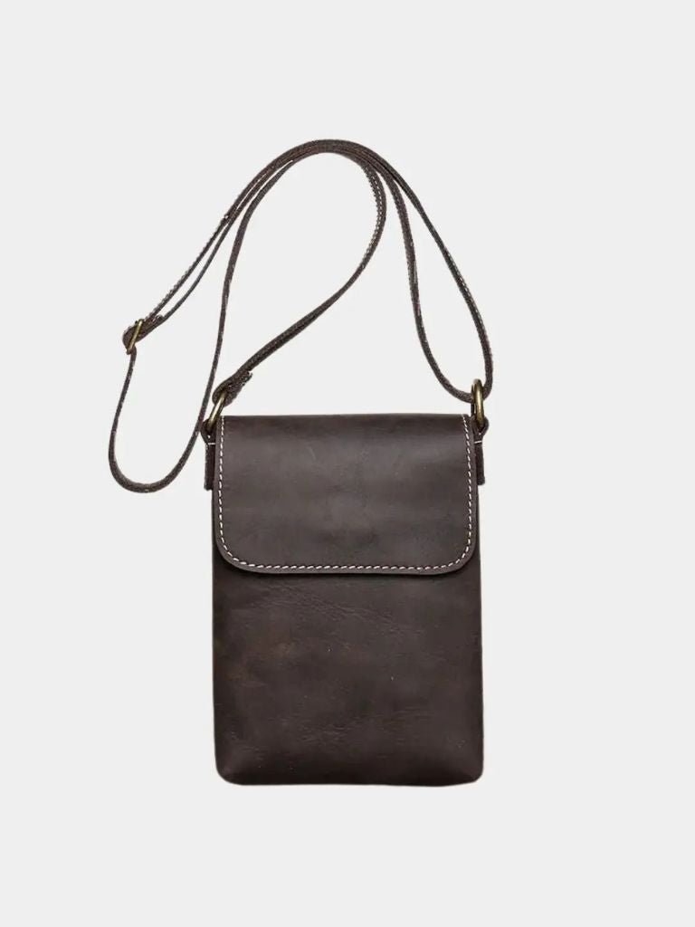 Men's Mini Leather Shoulder Bag - Cross & Crown