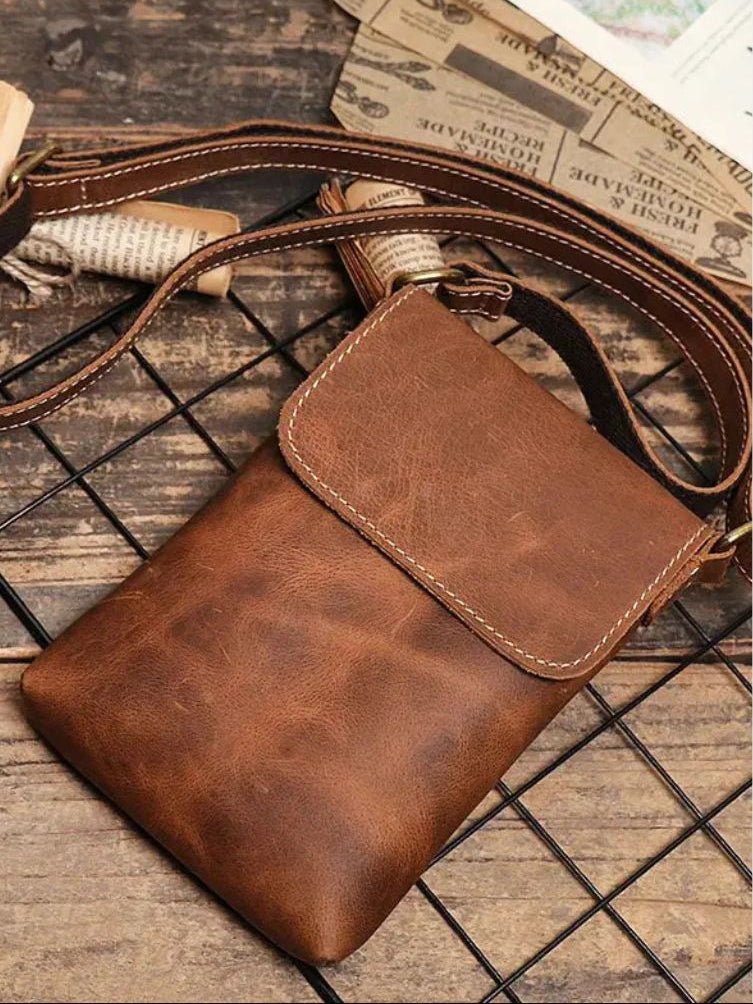 Men's Mini Leather Shoulder Bag - Cross & Crown