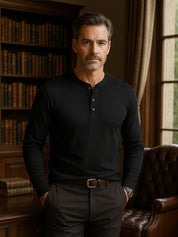 Minimalist Henley Neck Long Sleeve T-Shirt - Vailor & Veil