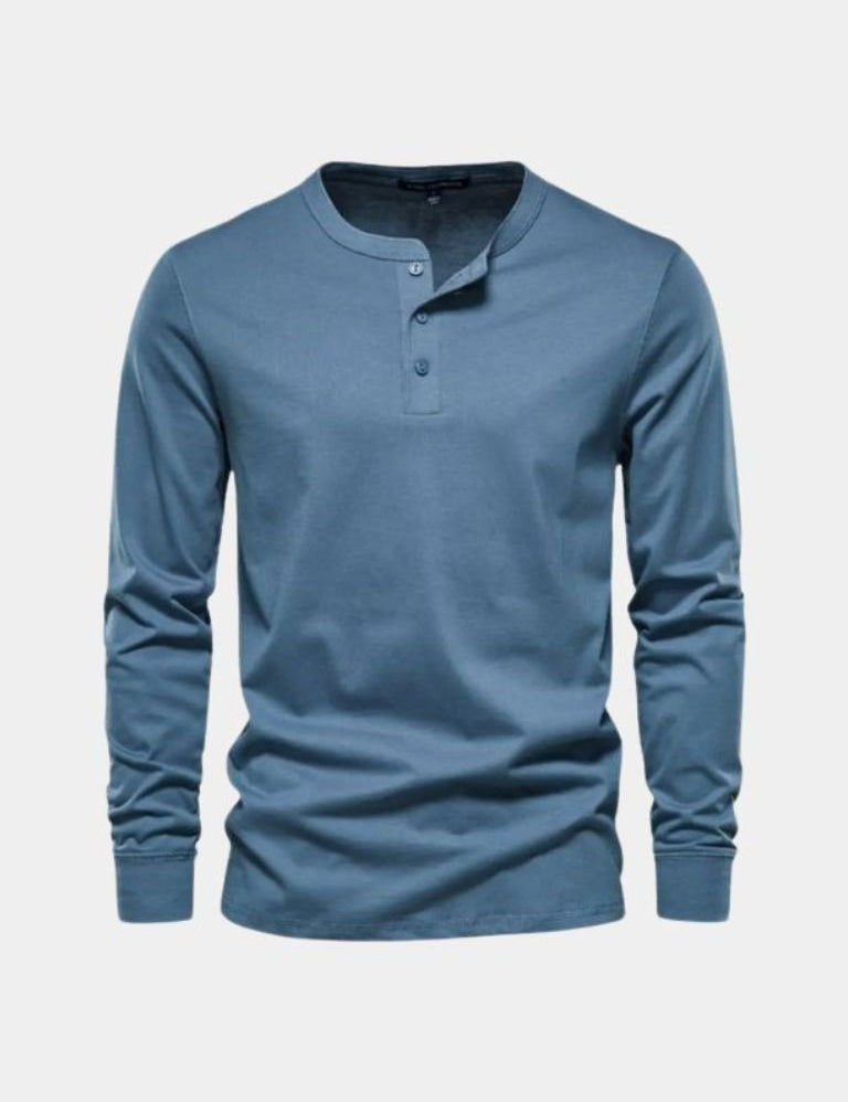 Minimalist Henley Neck Long Sleeve T-Shirt - Vailor & Veil