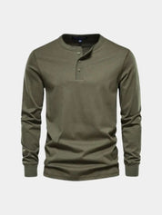 Minimalist Henley Neck Long Sleeve T-Shirt - Vailor & Veil