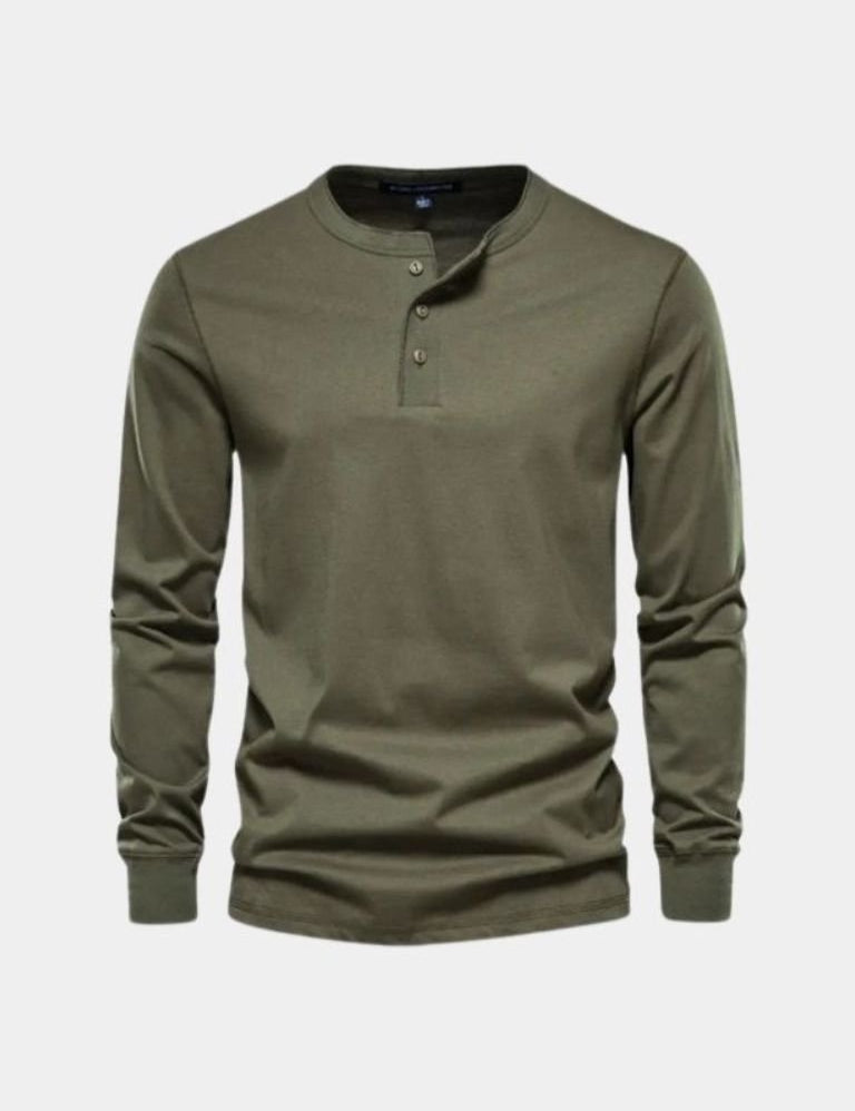 Minimalist Henley Neck Long Sleeve T-Shirt - Vailor & Veil