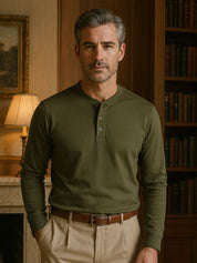 Minimalist Henley Neck Long Sleeve T-Shirt - Vailor & Veil