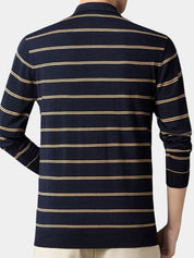 Navy Sunset Striped Polo - Vailor & Veil