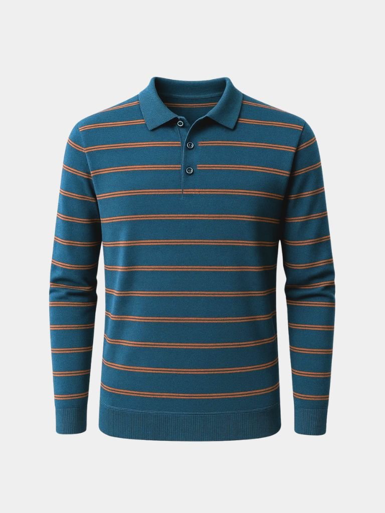 Navy Sunset Striped Polo - Vailor & Veil