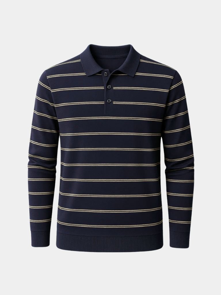 Navy Sunset Striped Polo - Vailor & Veil