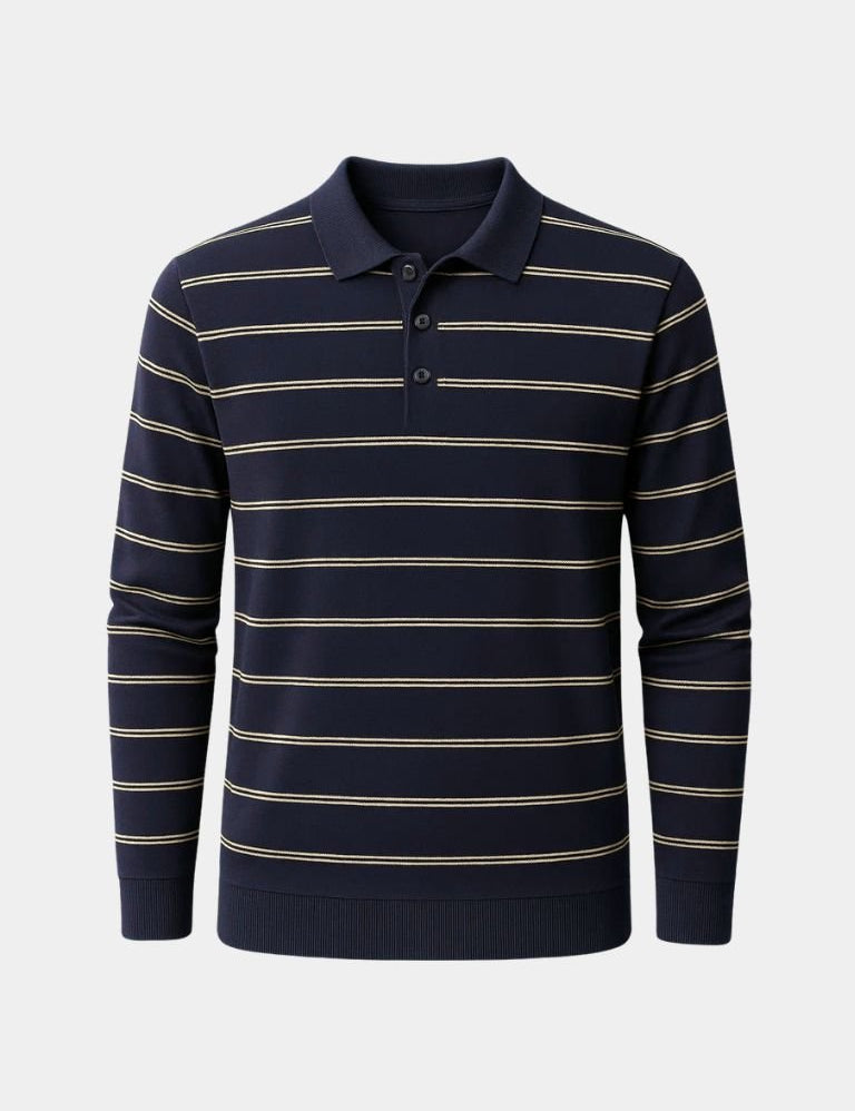 Navy Sunset Striped Polo - Vailor & Veil