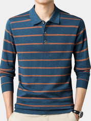 Navy Sunset Striped Polo - Vailor & Veil