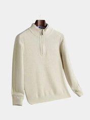 Stripe Quarter Zip Wool Sweater - Vailor & Veil