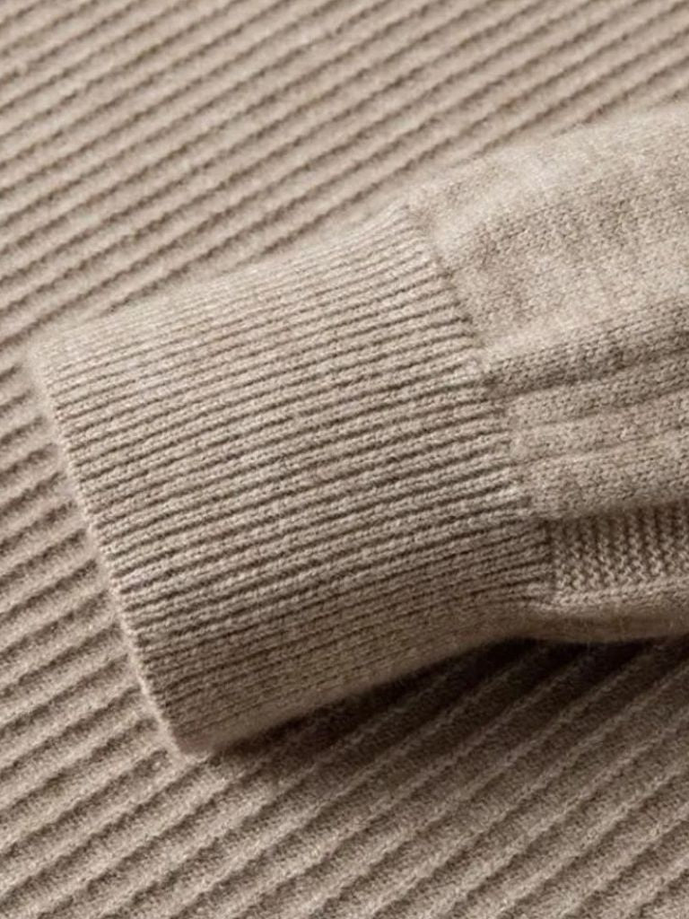 Stripe Quarter Zip Wool Sweater - Vailor & Veil