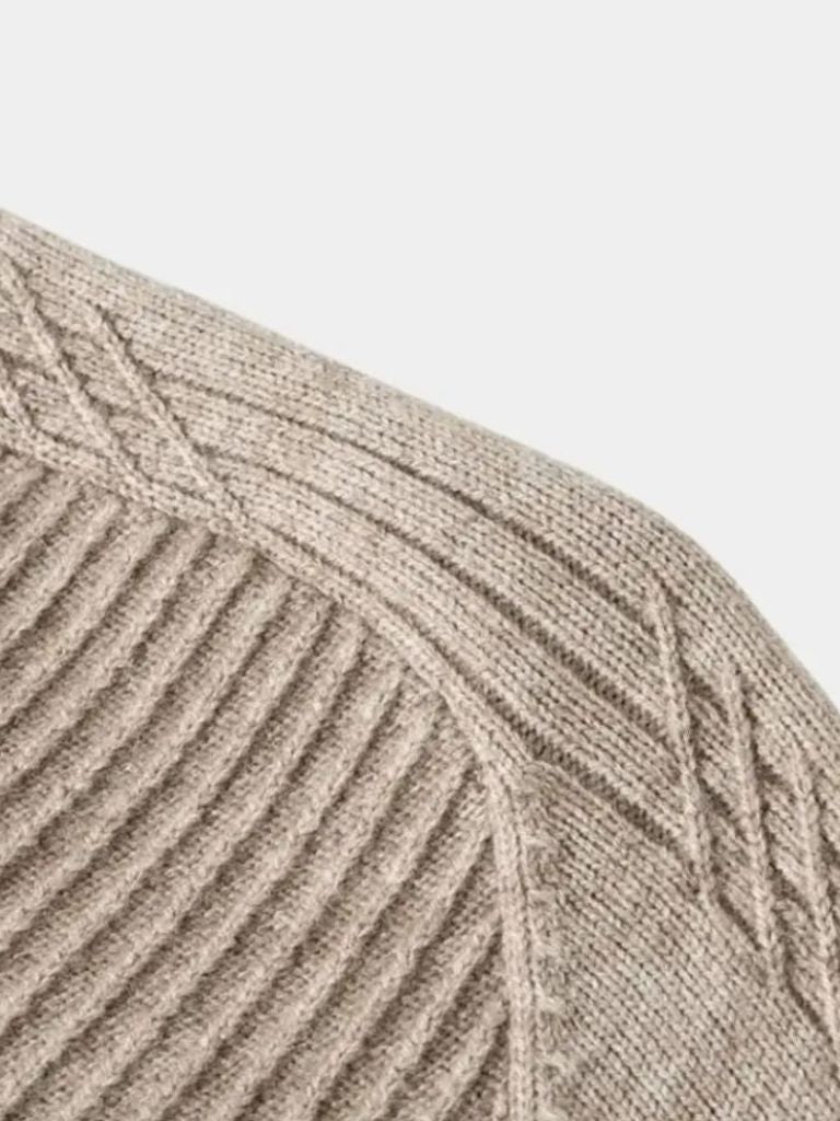 Stripe Quarter Zip Wool Sweater - Vailor & Veil