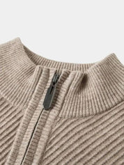 Stripe Quarter Zip Wool Sweater - Vailor & Veil