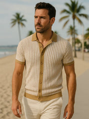 Striped Knit Polo Shirt - Vailor & Veil