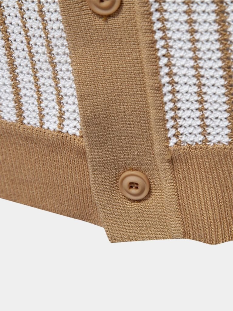 Striped Knit Polo Shirt - Vailor & Veil