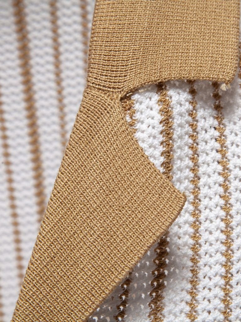 Striped Knit Polo Shirt - Vailor & Veil