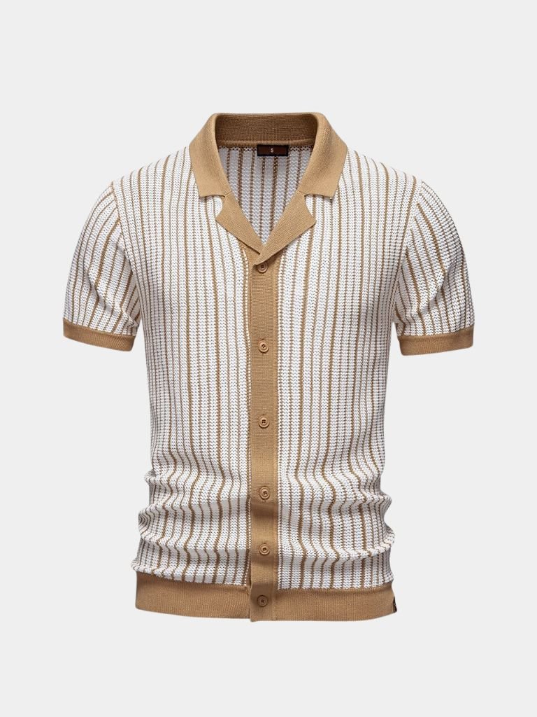 Striped Knit Polo Shirt - Vailor & Veil