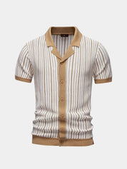 Striped Knit Polo Shirt - Vailor & Veil