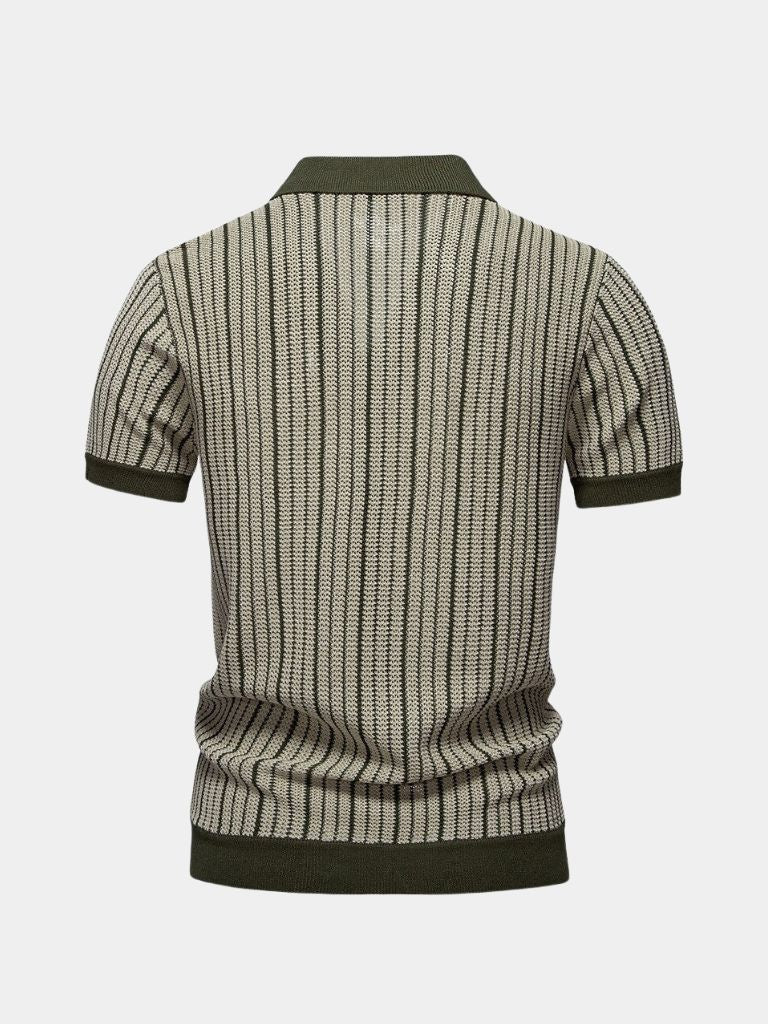 Striped Knit Polo Shirt - Vailor & Veil