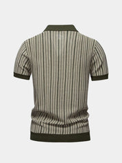 Striped Knit Polo Shirt - Vailor & Veil