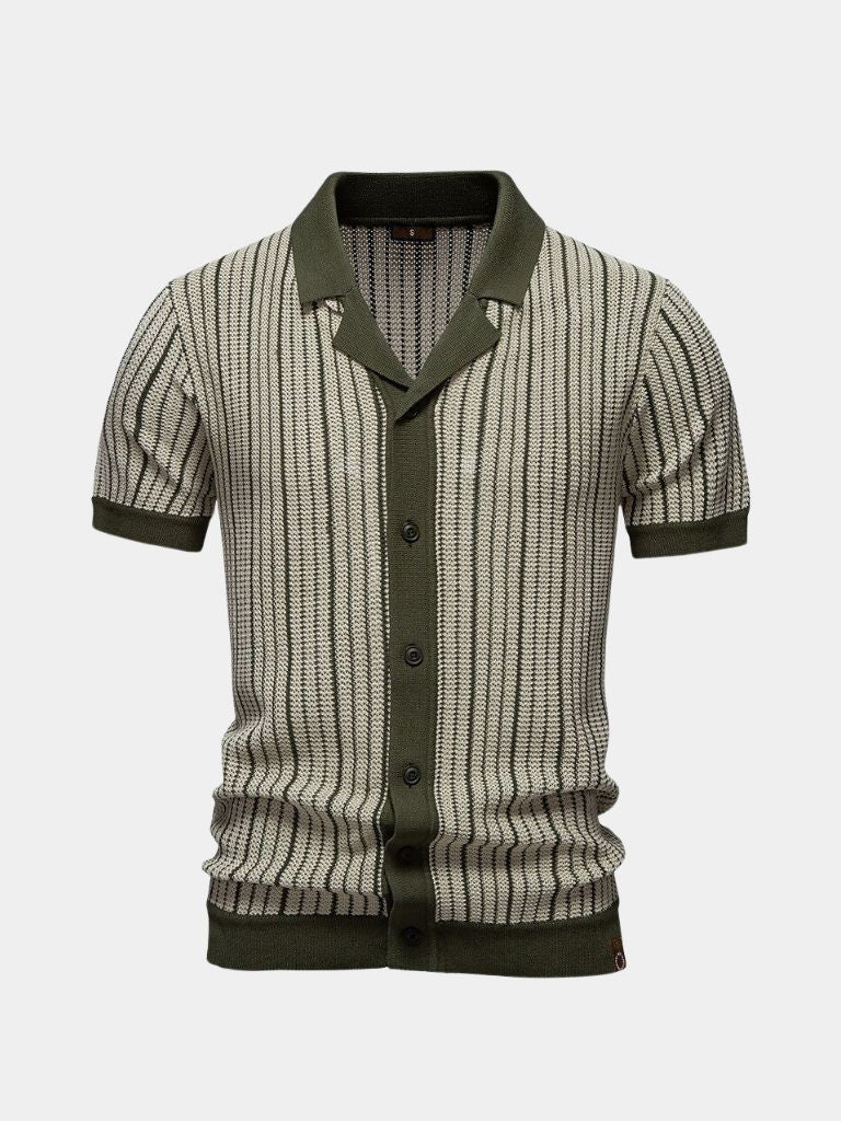 Striped Knit Polo Shirt - Vailor & Veil