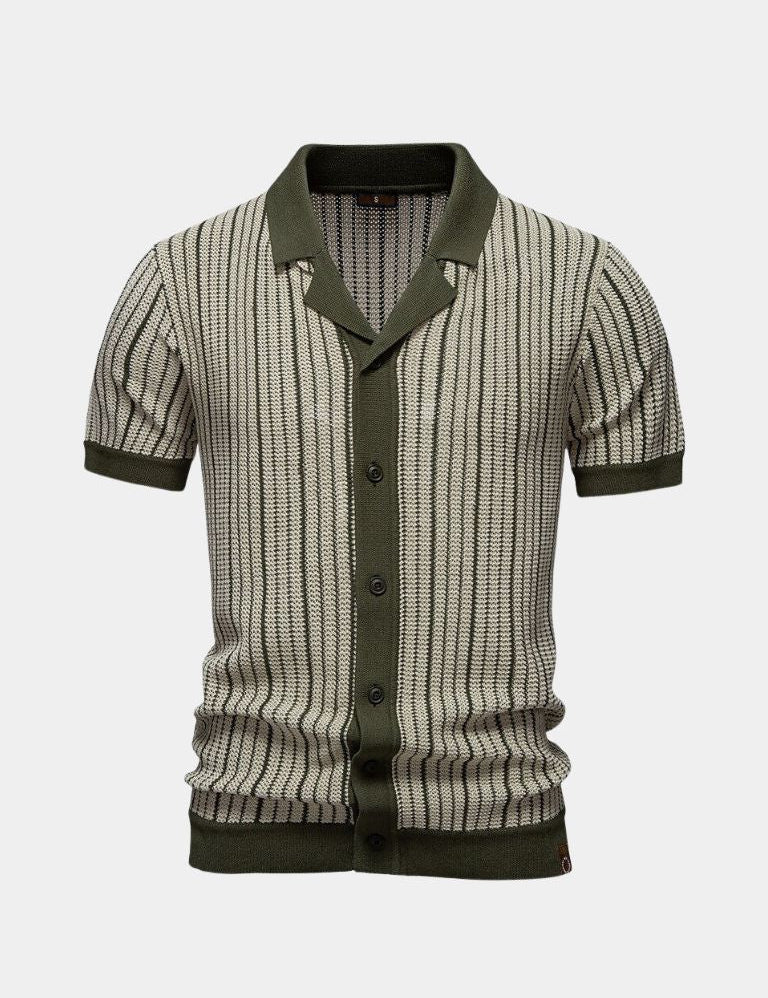 Striped Knit Polo Shirt - Vailor & Veil