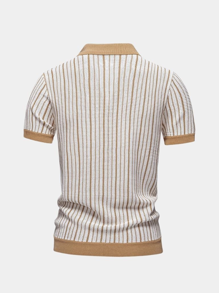 Striped Knit Polo Shirt - Vailor & Veil