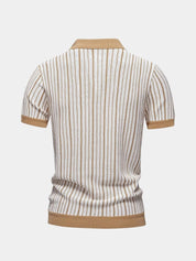 Striped Knit Polo Shirt - Vailor & Veil