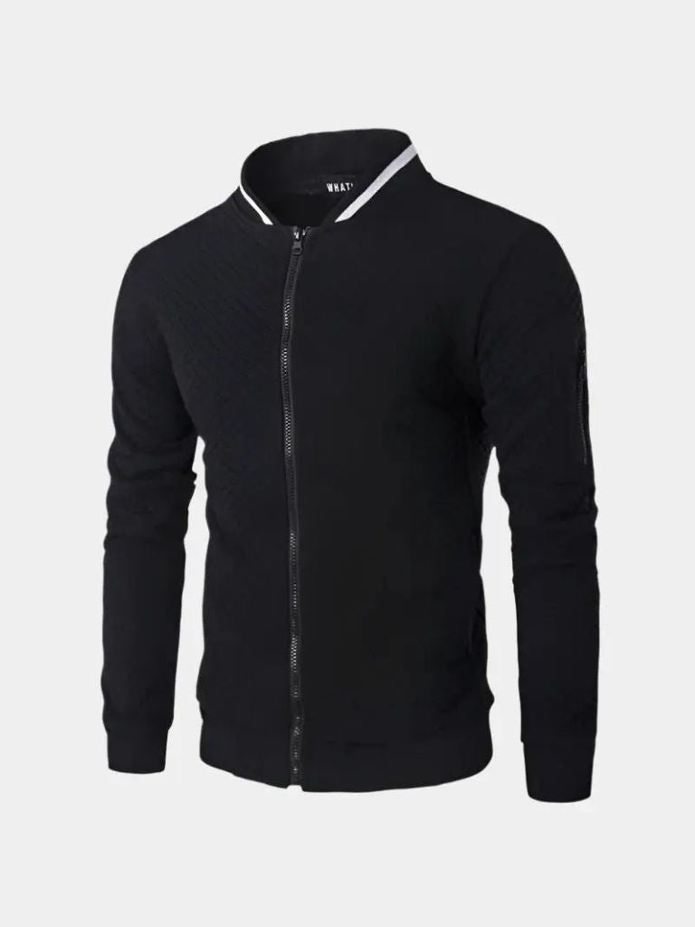 Textured Casual Bomber Jacket - Vailor & Veil