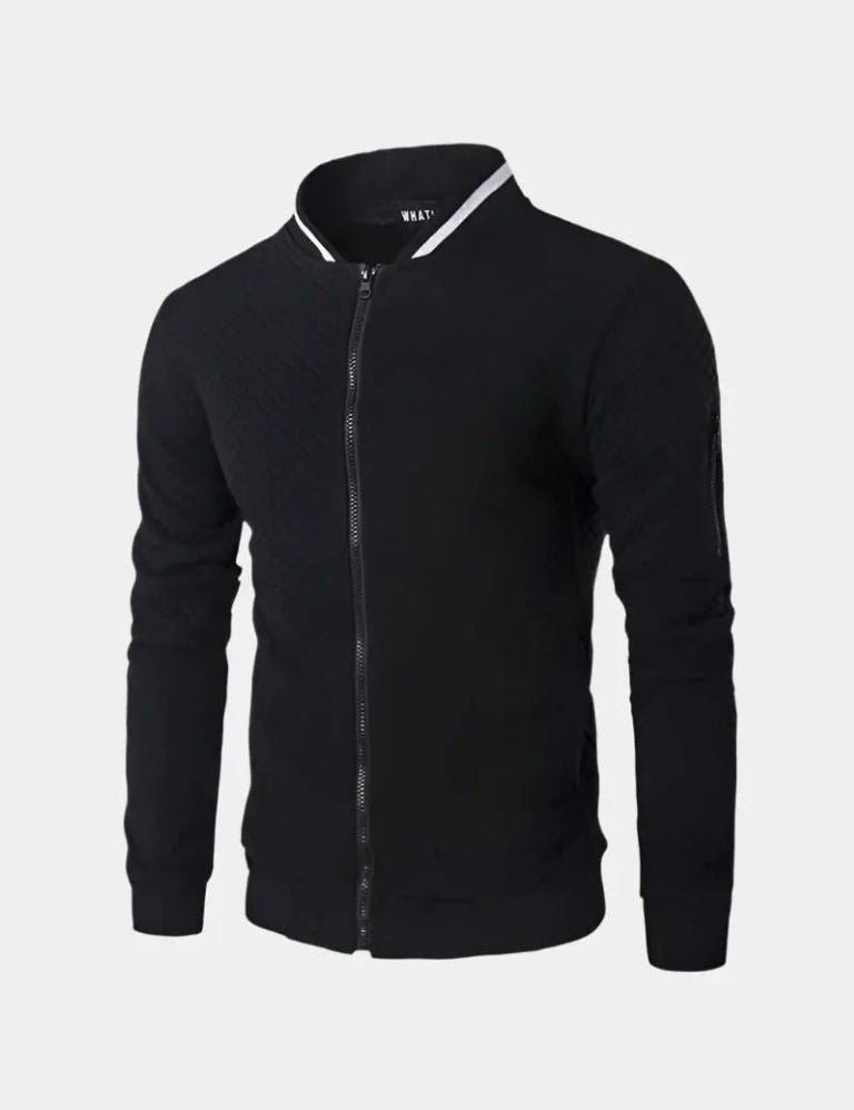 Textured Casual Bomber Jacket - Vailor & Veil