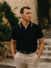 Timeless Black V-Neck Polo - Vailor & Veil